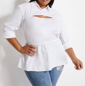 "Ashley Stewart" Plus Size Cutout Flounce Top